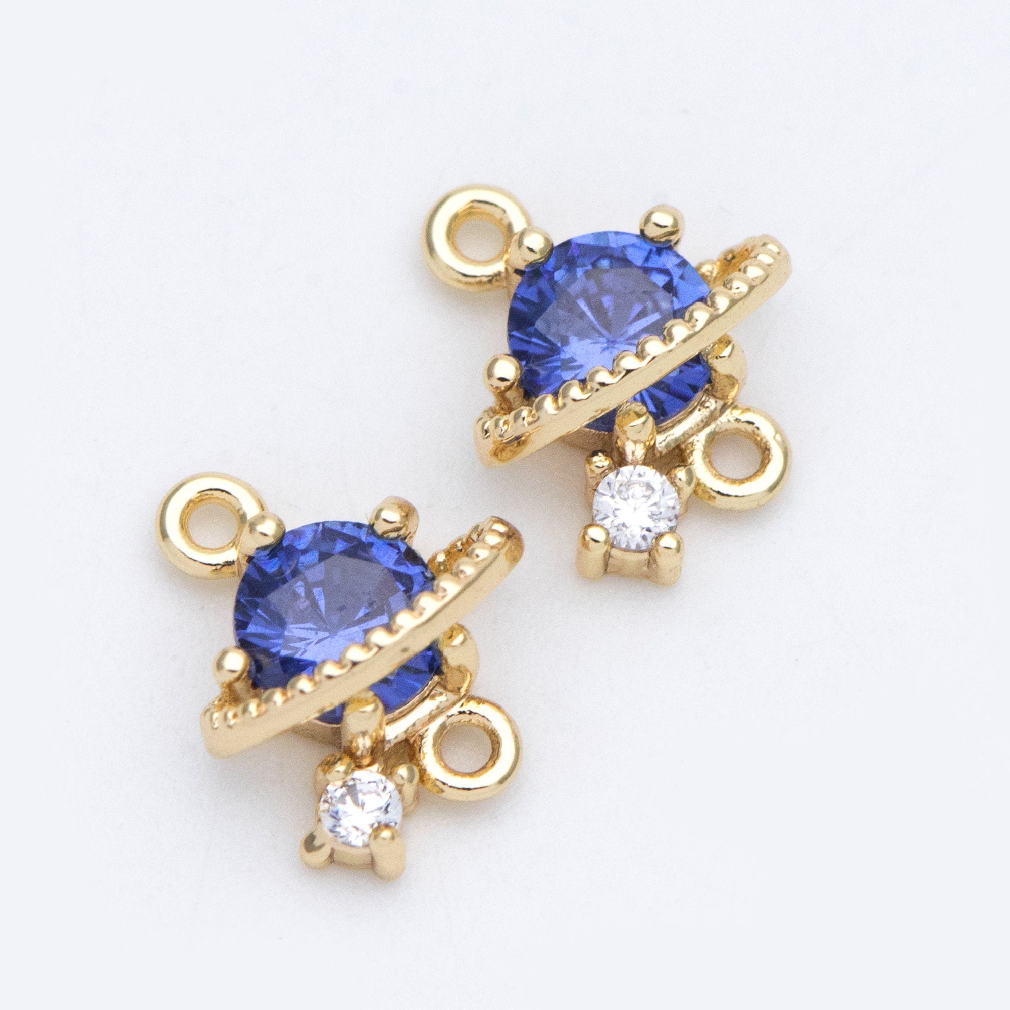 10pcs CZ Pave Saturn Charms 11x9mm, Gold plated Brass Saturn Pendants, Space Planet DIY Connectors (GB-689)